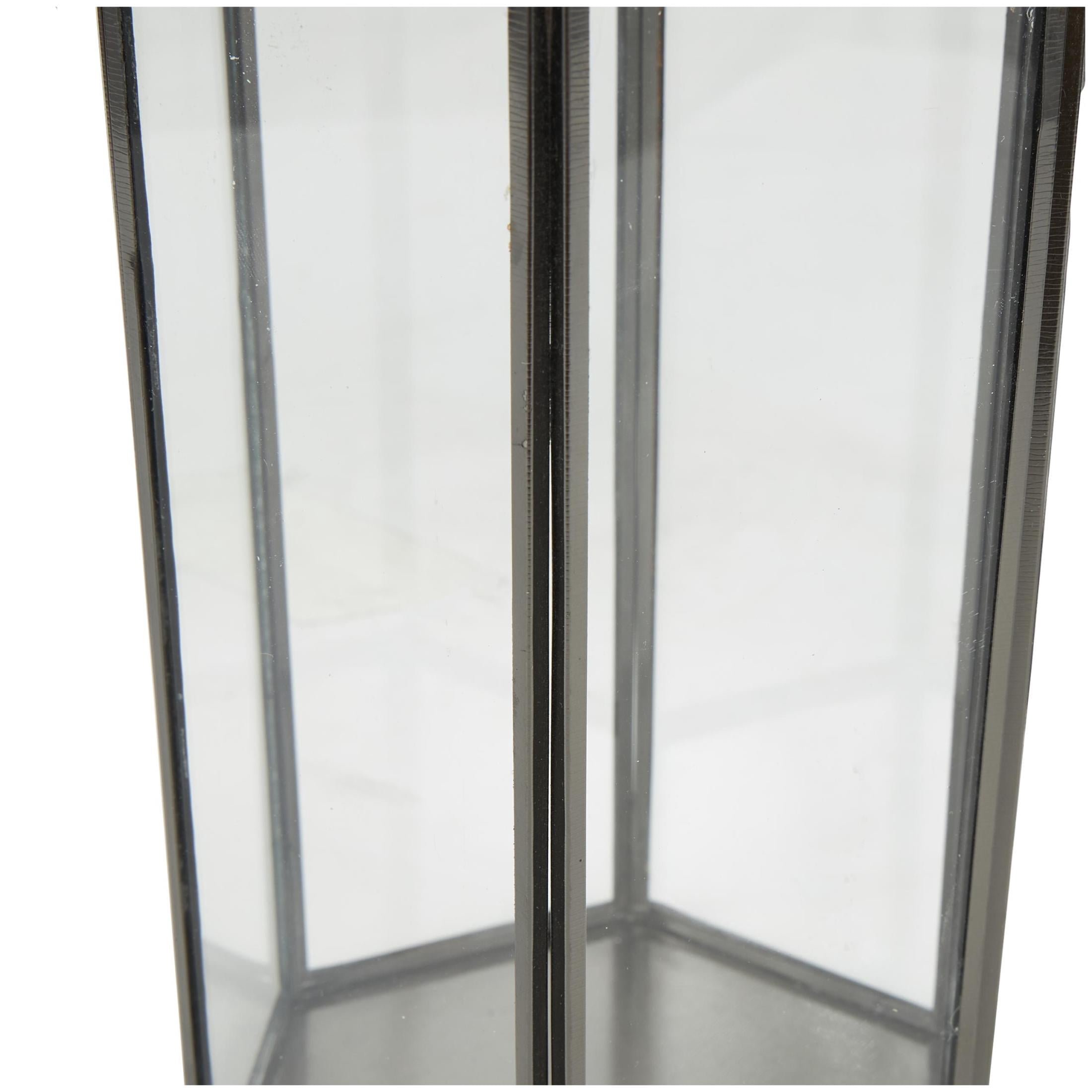 CosmoLiving by Cosmopolitan 3 Holder Clear Metal Geometric Hexagon Shaped Candle Lantern with Clear Glass, Set of 3