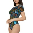 thumbnail image 2 of Daiia Happy Father Day print Women's Crew Neck Short Sleeve Bodysuit Fashion Tops Fit Casual Basic Extender Bodysuit-Small, 2 of 9