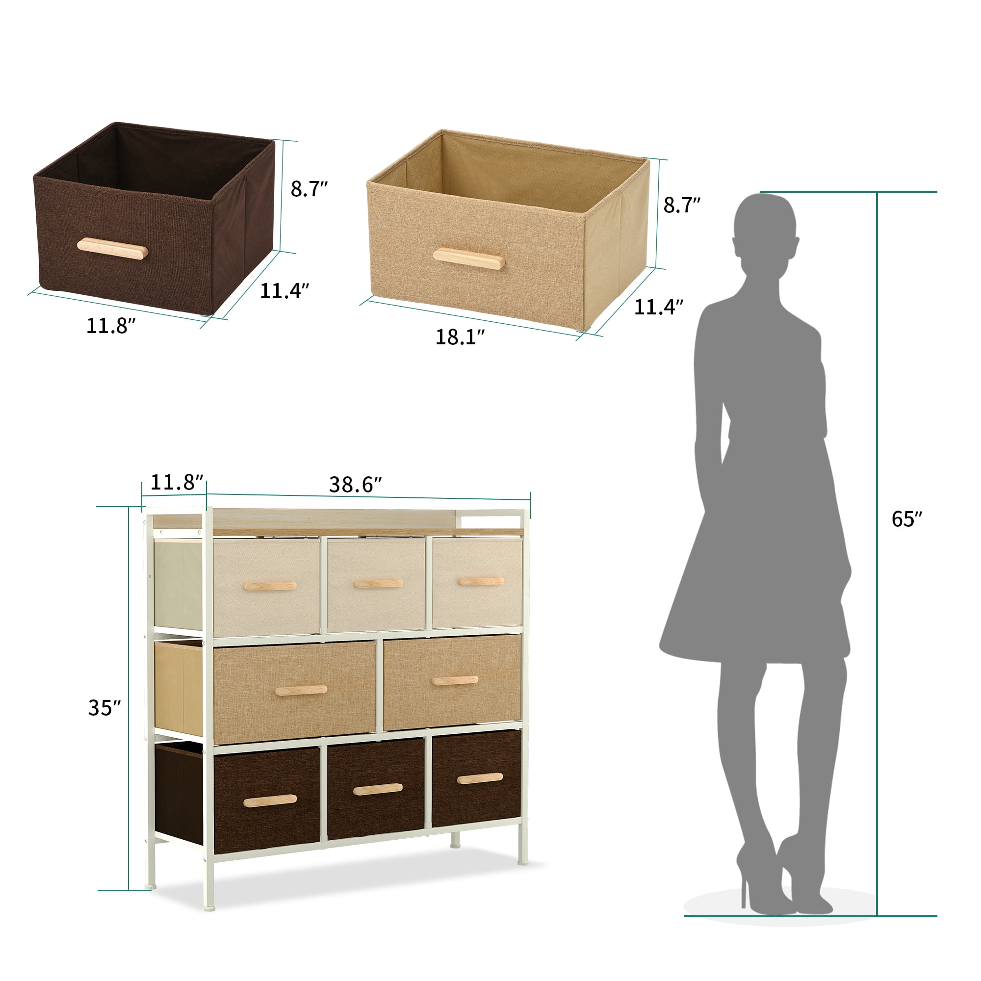 YITAHOME 8 Drawer Dresser - Furniture Storage Tower, Organizer Unit for Bedroom, Living Room, Hallway, Closets & Nursery - Sturdy Steel Frame, Wooden Top & Easy Pull Fabric Bins (Chocolate)