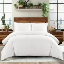 Soft 600 Thread Count 100% Cotton Duvet Cover Set Solid - Full/Queen - White