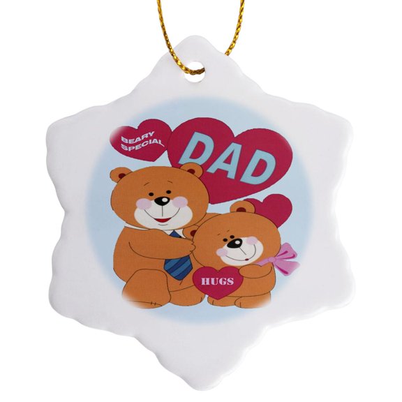 3drose, Beary Special Dad, 3 inch Snowflake Porcelain Ornament
