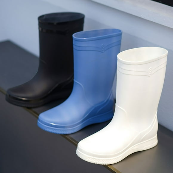 Women's Rain Boots Rainy Rain Tube Solid Color Thick Rainproof Non Slip Rain Boots Womens Rubber Boots White 37