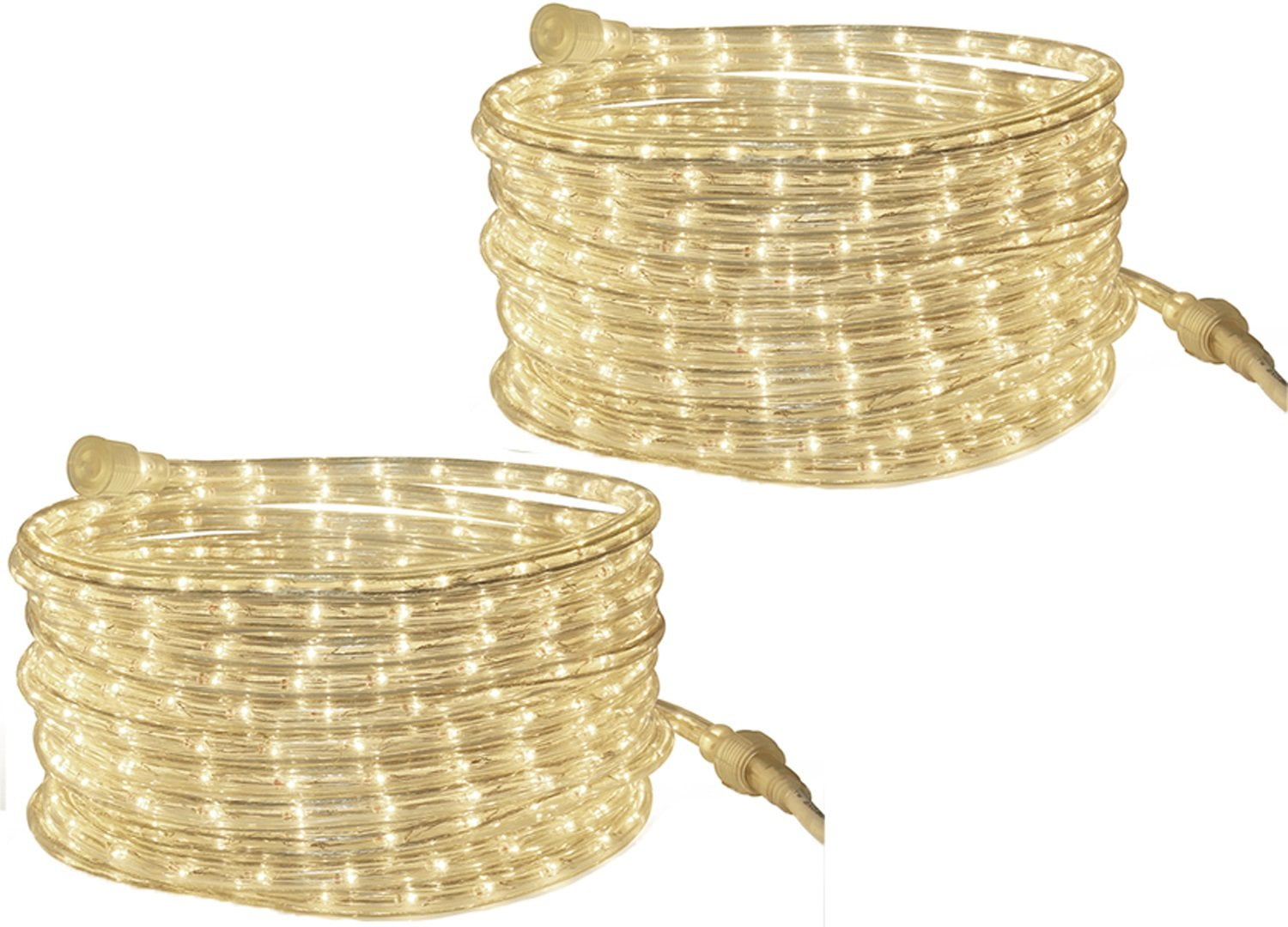 Tupkee WarmWhite LED Rope Light, 24 Feet, 144 Long Life Bulbs, Indoor