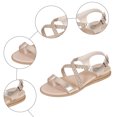 thumbnail image 5 of Rokment Metallic Woven Leather Wedge Flip Flops Stylish Casual Leather Comfortable Low Heel Dressy Sandals with Adjustable Back Strap OTHER Size 6, 5 of 7