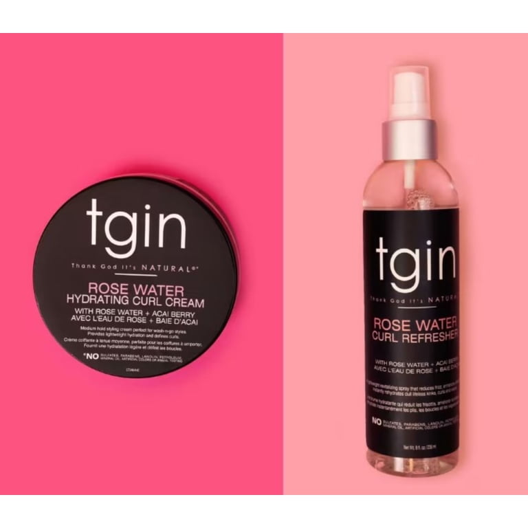 tgin Rose Water Hair Spray, Hydrating Curl Refresher with Acai
