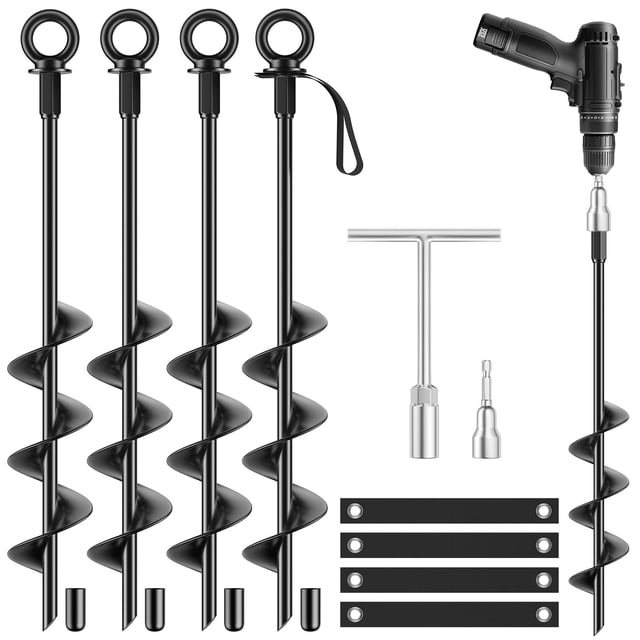 Trampolín resistente Ground Anchors Berein de 18 pulgadas, 4 paquetes