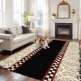 thumbnail image 3 of Shabby Chic Washable Area Rug 8 x 10 ft Traditional Ethic Flowers Black Plaids Casual Retro, Soft Non Slip Rugs Stain Repellent Indoor Felt Carpet for Living Dining Room Bedroom Home Office, 3 of 9
