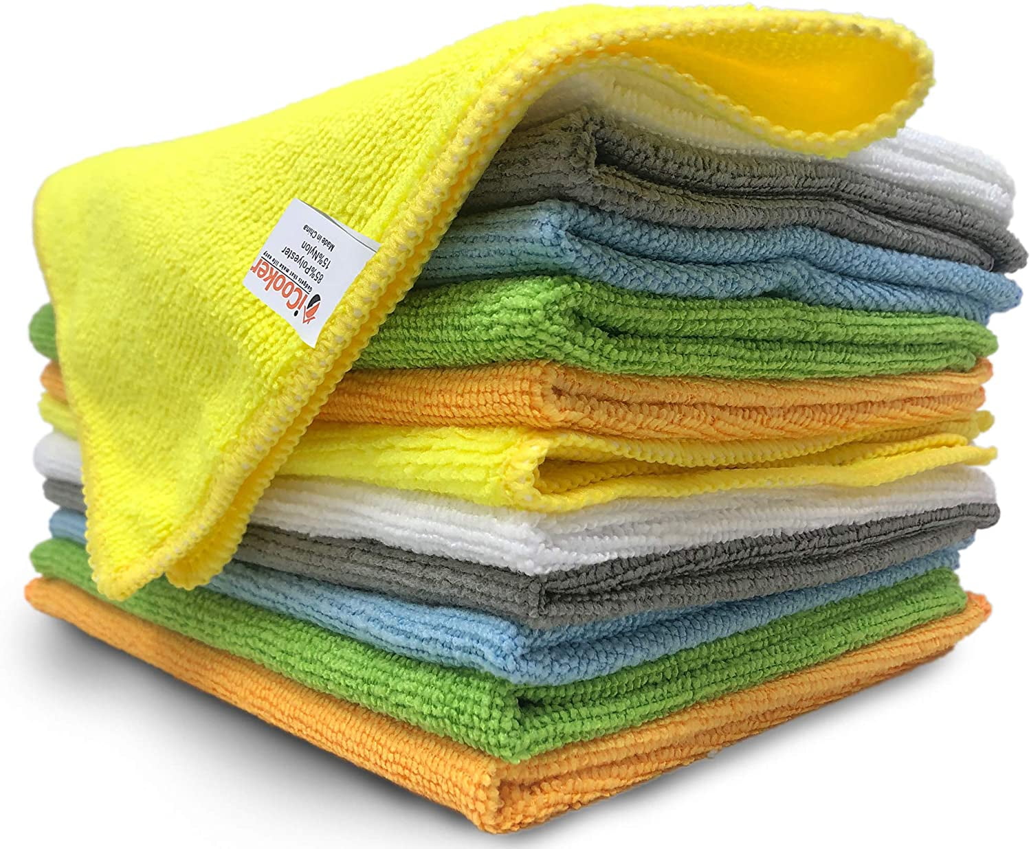 HOMEXCEL Microfiber Cleaning Cloth,100Pack Cleaning Rag,Cleaning Towels with 4 Color Assorted,12X12(Green/Blue/Yellow/Pink)