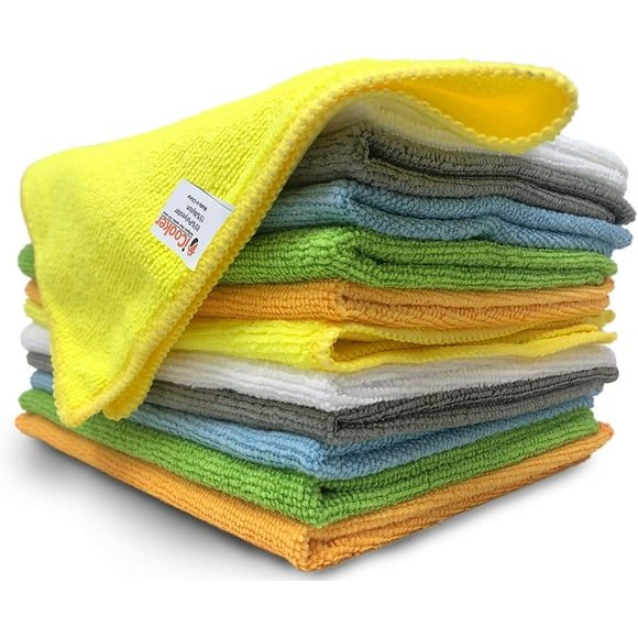12 Pack Microfiber Cloths Cleaning Supplies [Get Lint-Free Polished Results] Micro Fiber Cleaning Towels, Chemical Free Kitchen Towel, Clean Windows & Cars