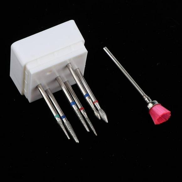 Taladro y cepillo de uñas de 6 piezas Gel de pulido limpio para cutículas Quitar manicura rotativa