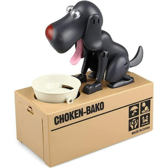 Piggy Bank, My Dog Piggy Bank, Robotic Coin Munching Toy Money Box, Saving Money Coin Bank for Boys and Girls, Bank Money Saving Box Dog Shake Heads Tail Ears Rotating (Black)