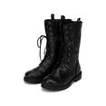 thumbnail image 5 of Little Angel Jill-717F New Girl Leatherette Lace Leopard Fold Cuff Military Boot, 5 of 5
