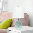 thumbnail image 4 of Lalia Decorative Clear Blue Hammered Glass Jar Table Lamp - White Linen Shade, 4 of 5