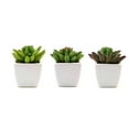 thumbnail image 6 of Efavormart Set of 3 | 4'' Assorted Lotus Artificial Faux Succulent Mini Green Plants in Ceramic Pot, 6 of 11