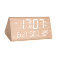 thumbnail image 4 of Reloj despertador digital para dormitorio, reloj despertador con pantalla LED digital de temperatura y fecha. Color madera, 4 of 9