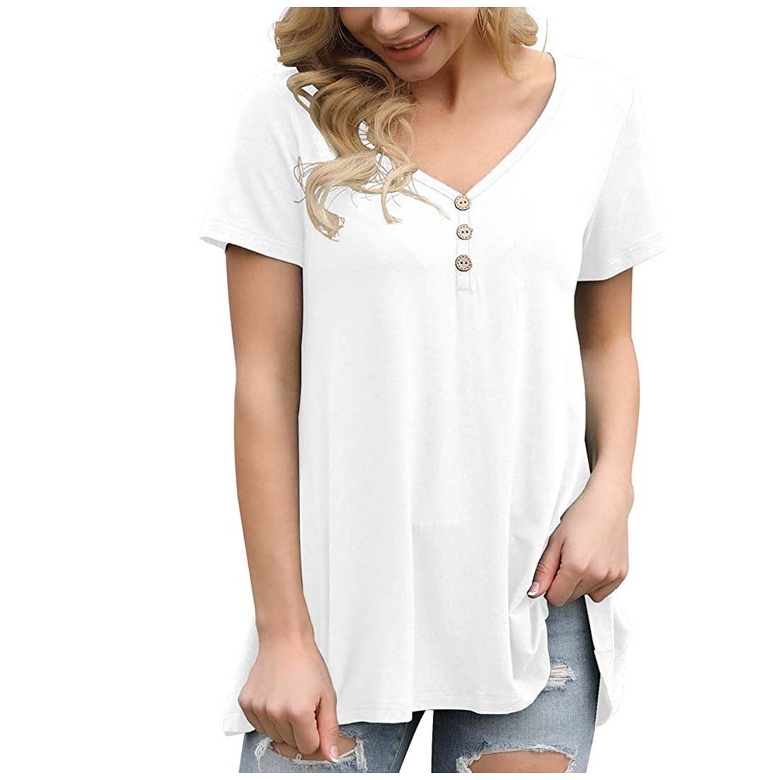 H&M Basic Short Sleeved Blouse white casual look Fashion Blouses Short Sleeve Blouses 