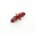 thumbnail image 3 of Faship Red Rhinestone Crystal Gun Metal Plated Flora Hair Barrette Clip, 3 of 5