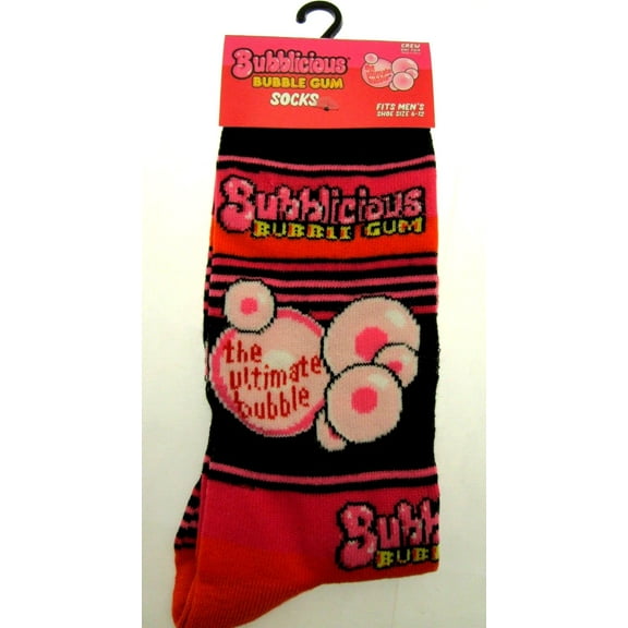 One Pair of Bubblicious Crew Socks for Men Shoe Sizes 6 - 12