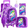 thumbnail image 1 of Mochila con Ruedas AGSDON Unicornio Morada Set de 3 Piezas, 1 of 7