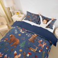 thumbnail image 2 of Castle Fairy Cute Cartoon Woodland Animal Bedding for Boys,Deer Bear Fox Owl Mushroom Pine Duvet Cover Full,Navy Brown White,Navy Blue Reversible,3pcs,No Comforter,1 Duvet Cover and 2 Pillowcases, 2 of 6