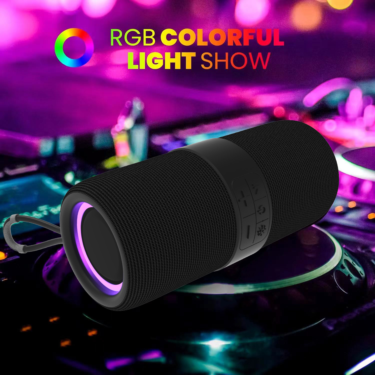 Dammyty Portable Bluetooth Speaker with LED Lights, Black photo 2