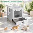 thumbnail image 6 of Gray Enclosed XXL Stainless Steel Cat Litter Box With Lid, Drawer, Mat And Scoop, 6 of 9