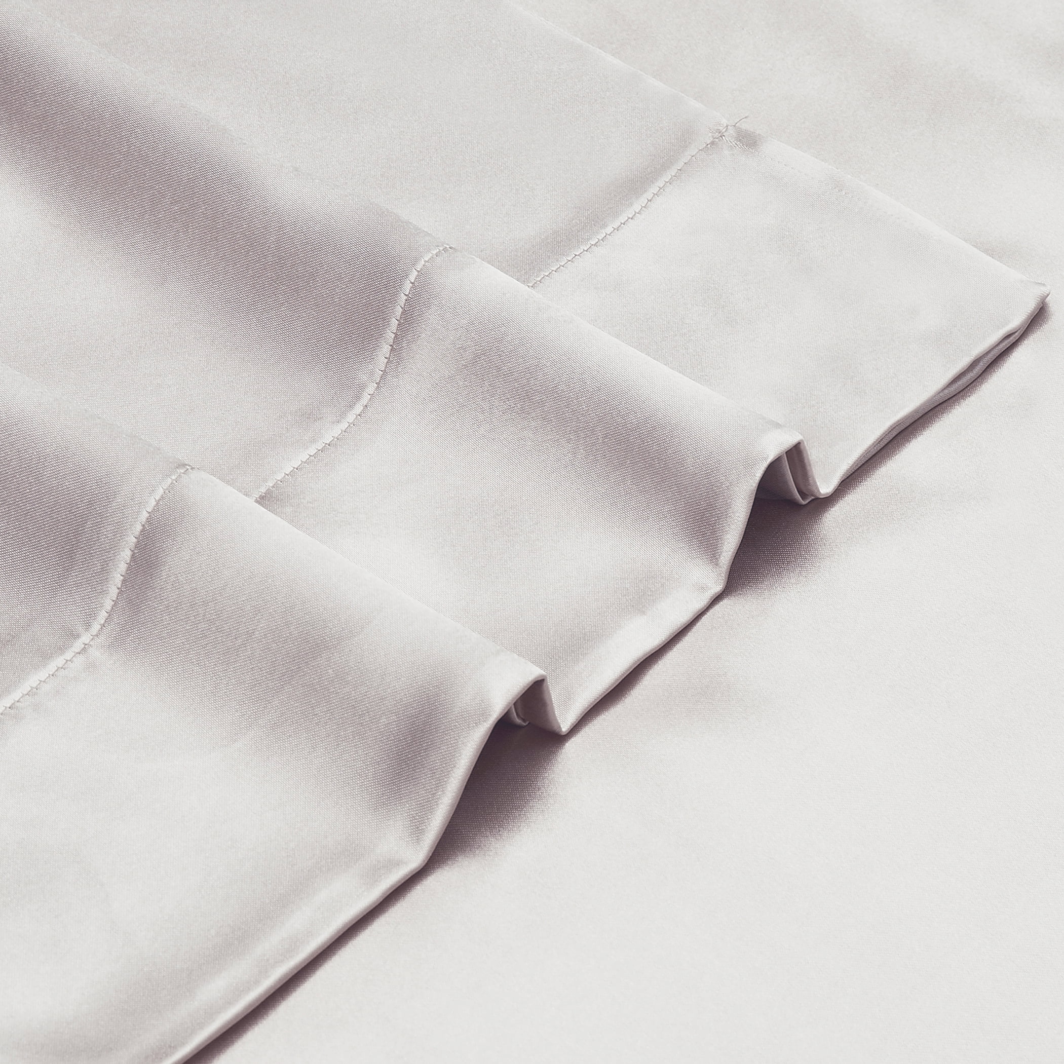 Satin 230 Thread Count Silver Solid Print Polyester Sheet Sets Full (Count 4)