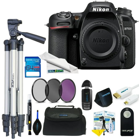 Nikon D7500 DSLR Camera (Body) + 64GB Expo Basic Kit