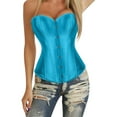 thumbnail image 2 of SNOWSONG Women's Bustier Corset Top Plus Size Satin Waist Cincher Overbust Bustiers 1PC Top Sky Blue 5XL, 2 of 5