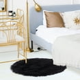 thumbnail image 3 of PiccoCasa Area Rug Faux Fur Carpet for Home, 2x2 Feet Round, Black, 3 of 8