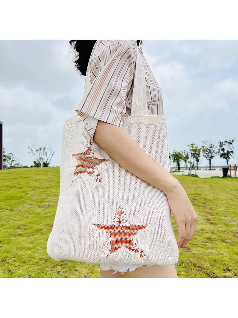 Kukuzhu Fairy Grunge Tote Bag Y2K Fairycore Crochet Hobo Bag