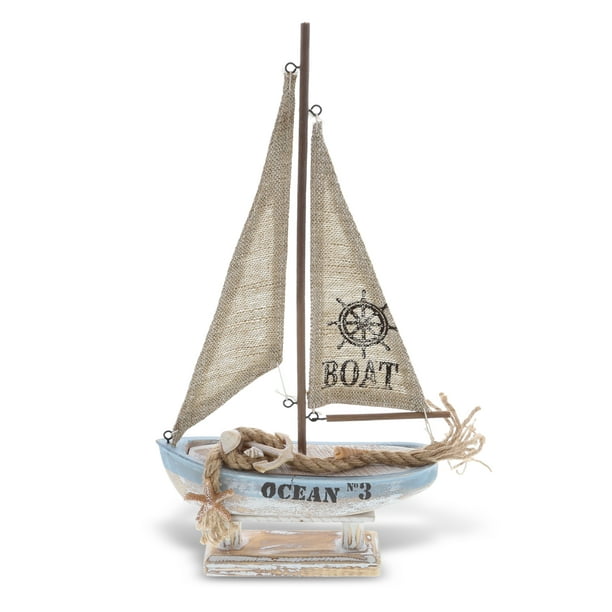 CoTa Global Coastal Horizon Wood Sailboat Model Nautical Decor 14.1