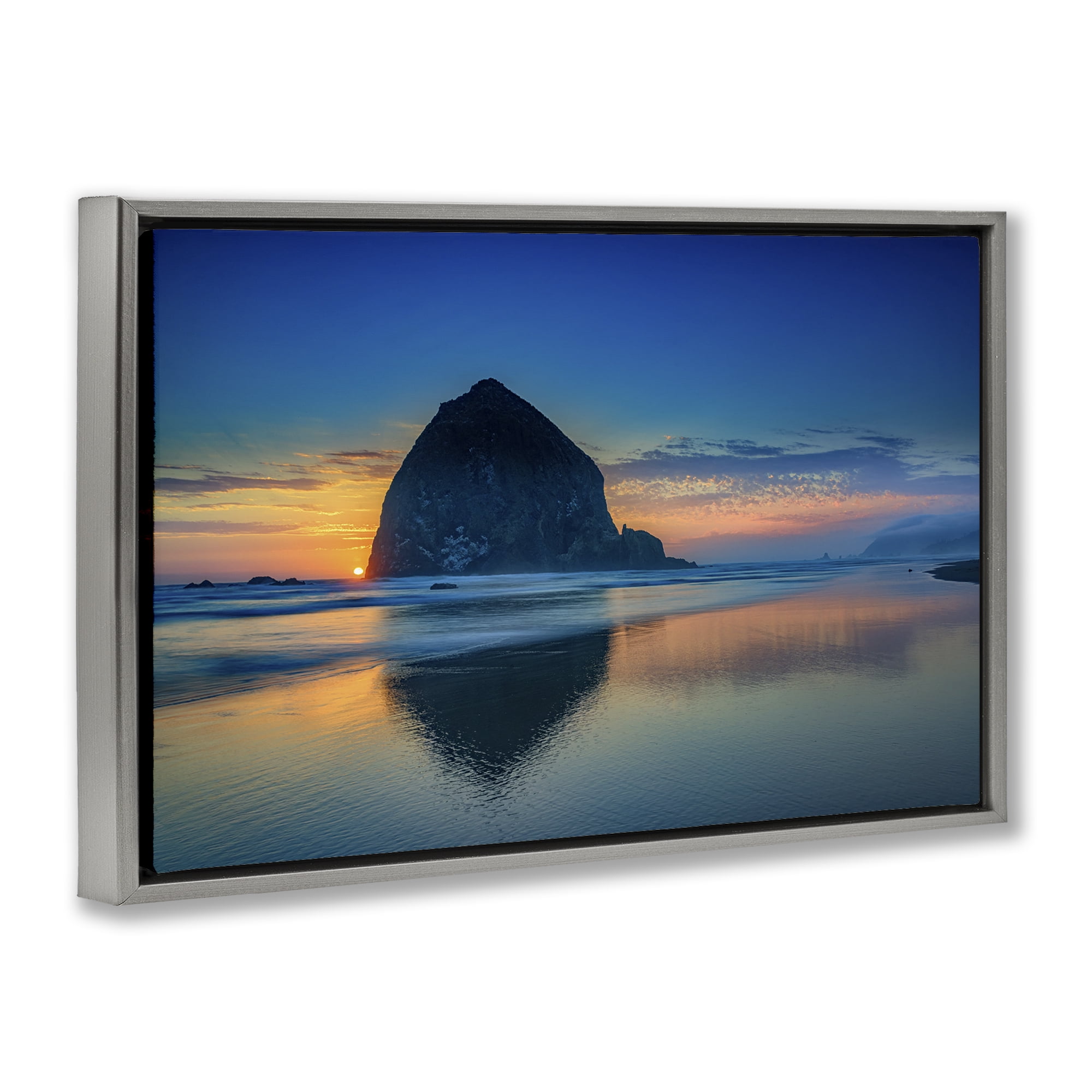 Stupell Industries Deep Sunset Island View Landscape & Nature Photography Gray Floater Framed Canvas Art Print Wall Art, 31 x 21