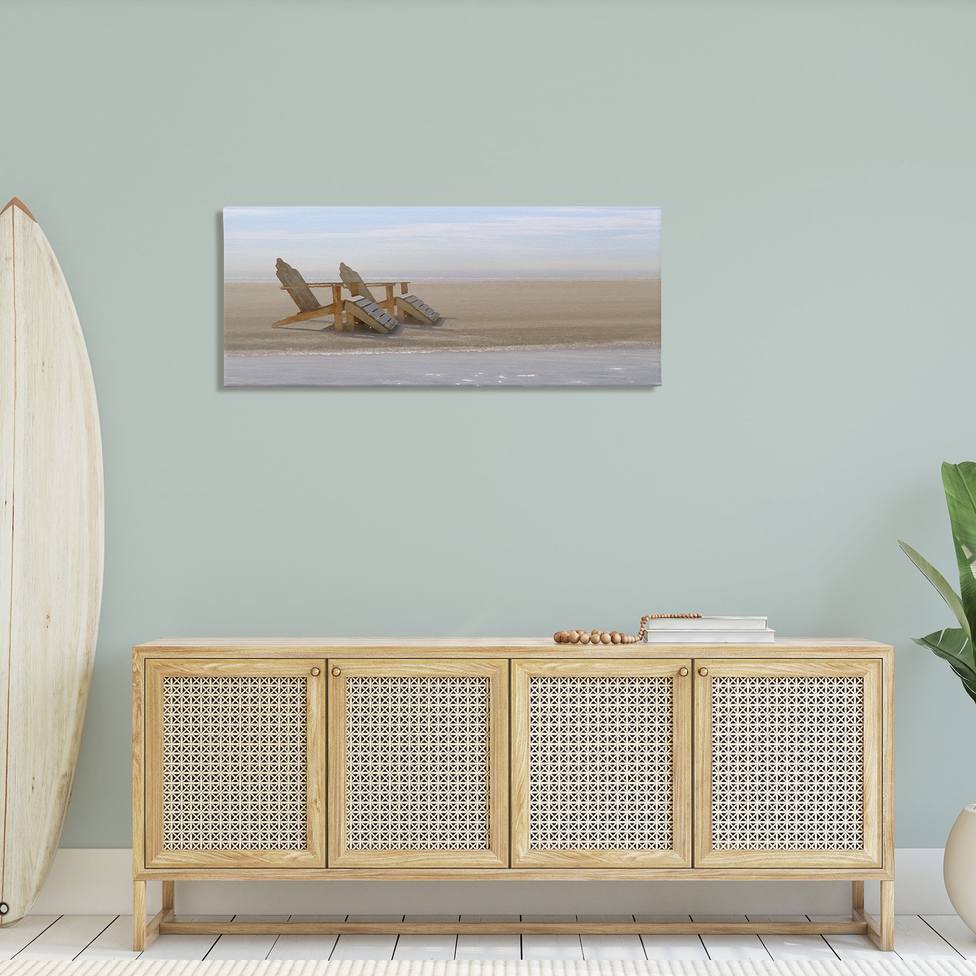 Stupell Industries Beach Chairs by Shore Landscape Photography Gallery Wrapped Canvas Art Print Wall Art, 48 x 20