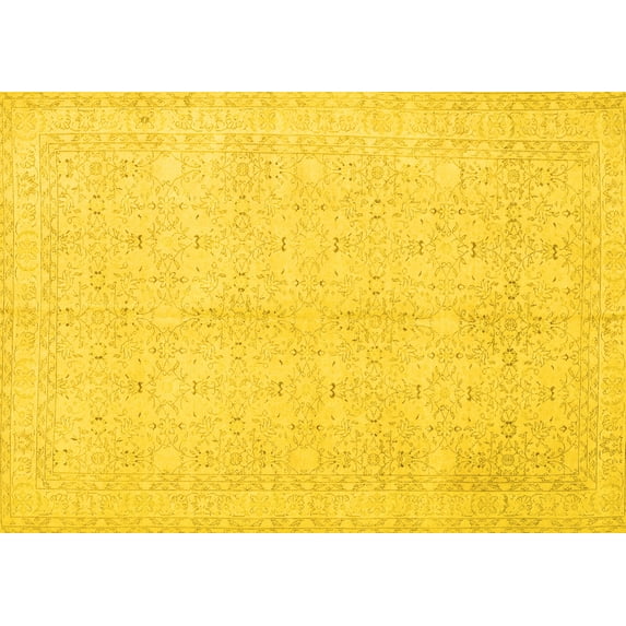Ahgly Company Machine Washable Indoor Rectangle Persian Yellow Traditional Area Rugs, 8' x 10'