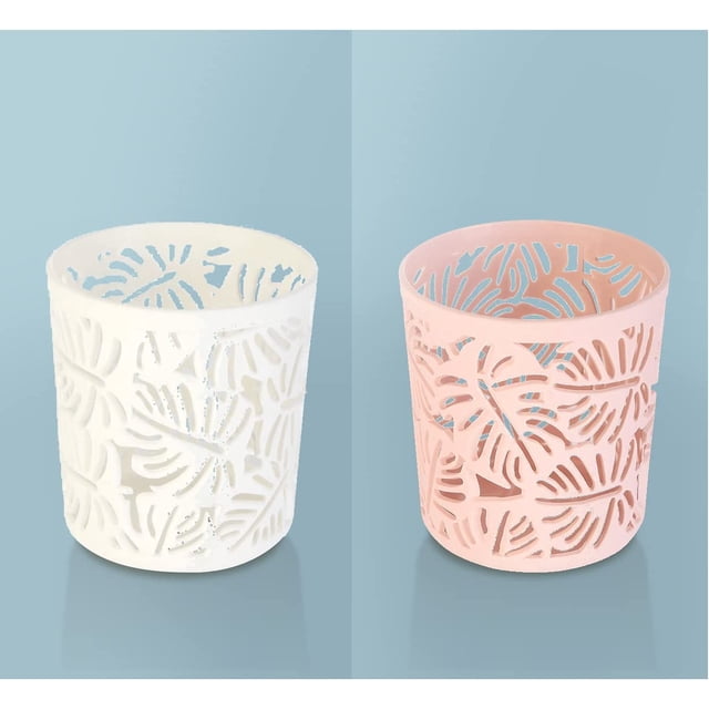 Portalápices de plástico, 2 piezas Portalápices redondo Soporte de almacenamiento de brochas cosméticas Portalápices de escritorio Portalápices (blanco, rosa claro) TUNC Sencillez