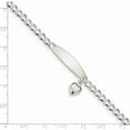 thumbnail image 3 of Sterling Silver Polished Curb Link Id Heart Dangle Bracelet (7.5 X 4) Made In Italy qid212-7.5, 3 of 5
