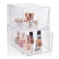 thumbnail image 1 of 2 Piezas Organizador de maquillaje acrílico y almacenamiento, organizador de escritorio multiusos con cajones, Bandejas para Cosméticos,Caja de almacenamientoapilable,Organizador joyería multifunción, 1 of 7