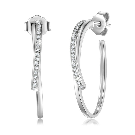 Fasjewly 925 Sterling Silver Hoop Earrings,CZ Crystal Earrings,Fine Jewelry Anniversary Birthday Christmas Gifts for Women