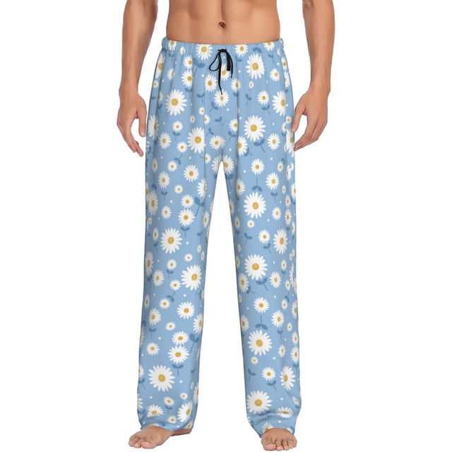 Balery Daisies Flowers Pantalones de pijama para hombre, pijama ultraligero, pantalón de descanso-X-Large
