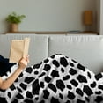 thumbnail image 3 of Cow Print Soft Flannel Fleece Throw Blanket, Cattle Skin Pattern Scattered Spots Animal Hide Plain and Pasture Theme, Cozy Plush for Indoor and Outdoor Use, 50" x 70", White Black, by Ambesonne, 3 of 5