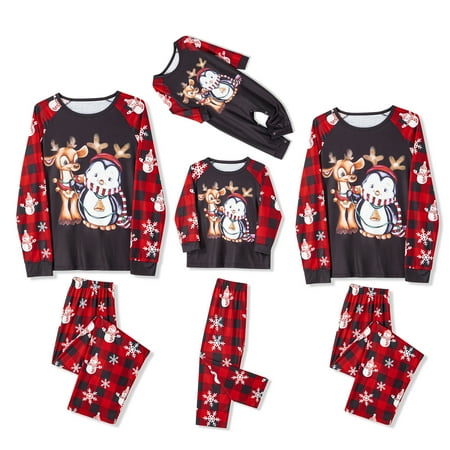 

Suanret Family Matching Pajamas Christmas Jammies Clothes Cotton Long Sleeve Deer Print Top and Pants Nightwear Sleepwear Pjs Sets