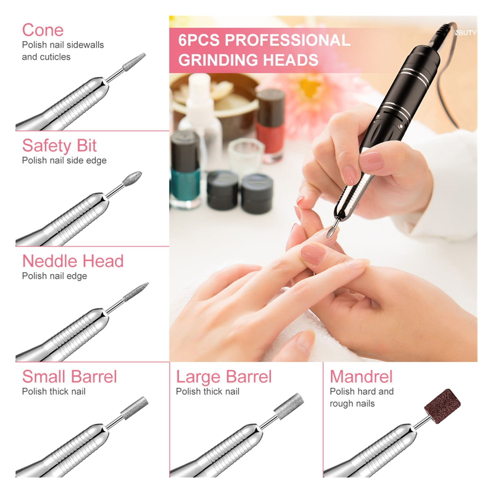 35000RPM Nail Drill Manicure Set, Electric Nail Drill Machine, Rechargeable Salon Gel Nail Polish Sander, Professional Tool ,Low Noise