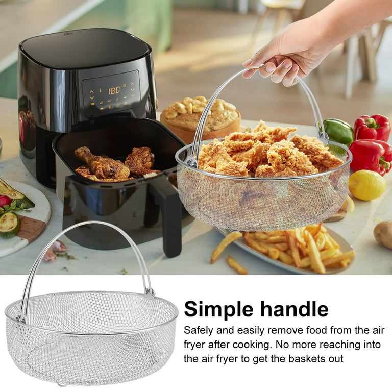 MLfire Air Fryer Basket Steamer Basket 8.26 inch Stainless Steel Mesh  Basket with Handle for Air Fryer Replacement Accessory Instant Pot, Oven