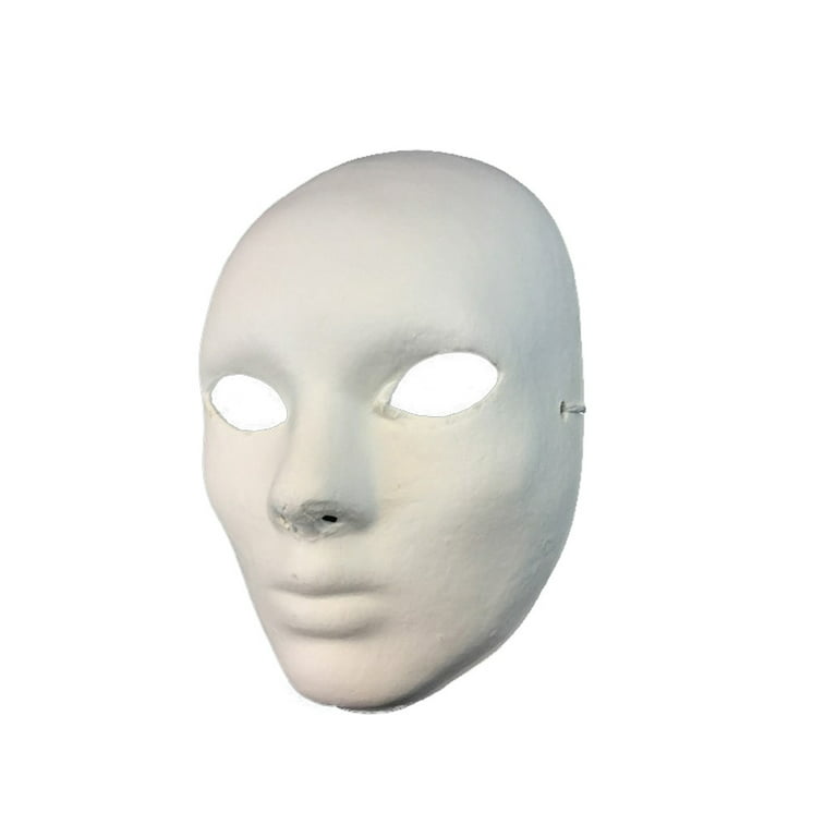 Solid Blank Female Anonymous Halloween Costume Face Mask, White, One-Size
