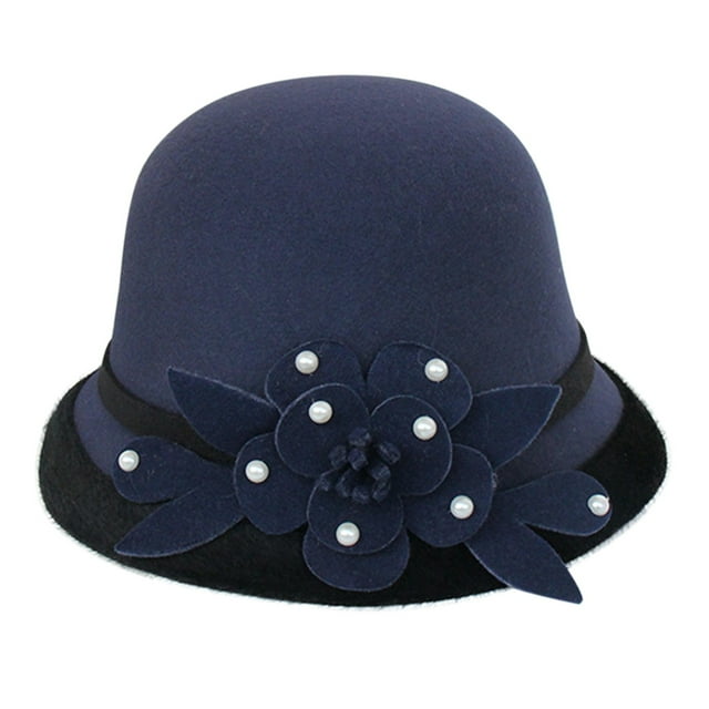 Chapeau Melon Petit pour Femme, Automne et Hiver, Fleurs, Rond, Décontracté, Style Bassin de Pêcheur
