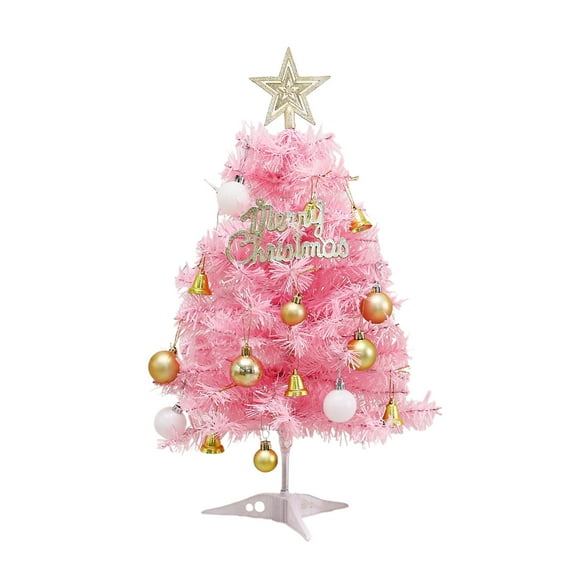 Pink Mini Christmas Tree 17 Inch Artificial Tabletop Christmas Tree with Christmas Ornaments Berry Desktop Xmas Trees for Indoor Outdoor Holiday Home Chrismtas Supplies