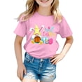 thumbnail image 4 of Toddler Girls Tops & T-Shirts Summer Happy Easter Bunny Kids Crew Neck Short Sleeve Tshirts Outwear,Pink,12-13 Years, 4 of 4
