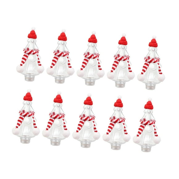 Juego de 10 botellas navideñas para zumo, recipientes para bebidas con tapa, botellas multifuncionales con bufanda y gorro.