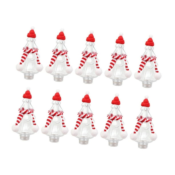 10 Piezas Botellas de Jugo Navidad Botellas en Forma de Contenedor de Bebidas Multifuncional Reutilizable PET con Tapa Hermética Adecuado para
